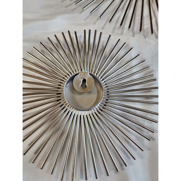 Set of 3 Metal Wall Art Home Decor Sola Silver Starburst Atomic MCM Style - Picture 6 of 9